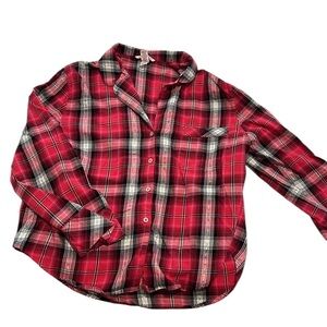 Victoria Secret size XL red plaid, long sleeve button down pajamas